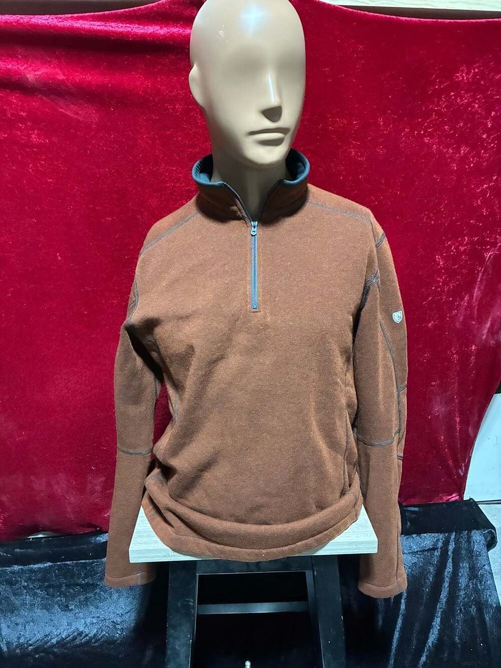 Kuhl Revel 1/4 Zip Fleece Size Large Rust Brown Pullover Sweater Men’s